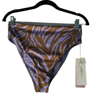 NWT GOTTEX Brown and Purple Zebra Print Bikini Bottom SIZE 14